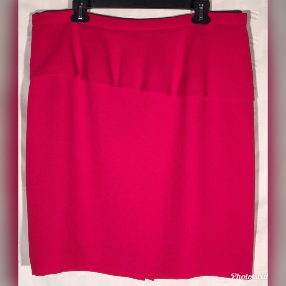 Tahari ASL 18 Skirt Red Peplum Straight Pencil